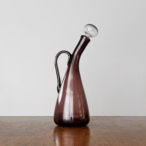 Vintage Mid Century Blenko Glass 948 Bent Neck Decanter Winslow Anderson Design 1950's MOMA Award Winner