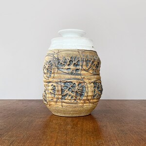 Large Vintage Tom Mcmillin Signed Studio Pottery Covered Storage Jar Ceramic Pot with Lid / Top Circa 1960's / 70's Organic Texture