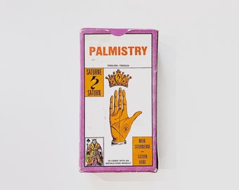 Vintage Grimaud Jeu de la Main Palmistry Card Deck Circa 80&#39;s Complete 394 102 Booklet and Markers Adele Moreau Fortune Tarot Style Esoteric