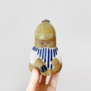 Mid Century Vintage Lisa Larson for Gustavsberg Pottery &quot;Johanna&quot; Swedish Modern Ceramic Child Figurine / Sculpture