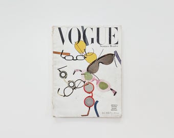 Vintage Vogue Magazine July 1946 40's Post War Fashion Blumenfeld Camus Du Maurier Summer Reader Trade Edition