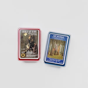Zwei Vintage Safari Limitierte Kartenspiele: Art Rummy und American Art Rummy Nationalgalerie / Museum Gedruckt in West Germany Edukativ