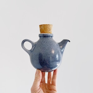 Vintage Heath Ceramics Coupe Line Teapot with Blue and White Speckled Glaze Mid Century Design Pottery Edith Heath California Single Serving
