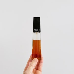 Vintage Partial Splash Bottle Tabu by Dana Fragrance / Perfume / Scent 6.75"