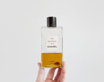Vintage Partial 8oz Chanel No 5 Eau de Cologne French Perfume Fragrance Splash Flacon Bottle 40% Full