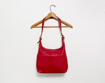 Vintage Coach Red Leather Ergo Pocket Zip 9033 Hobo Bag