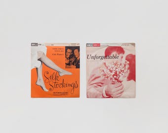 Two Vintage Bell Records 45's Vinyl Record Dorsey Silk Stockings Tangerine, Unforgettable Mack the Knife