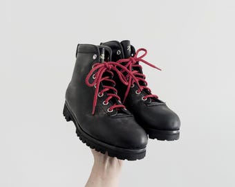 Vintage Pivetta Black Leather Italian Hiking Mountaineering Boots Men's 9.5 Like New in Box