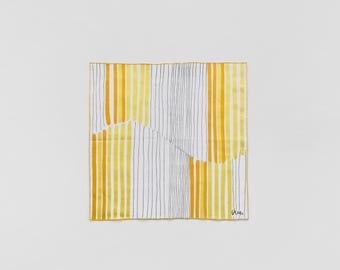 Five Vintage 60's 70's Vera Neumann Cotton Napkins Yellow Orange Black Stripes