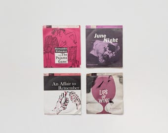 Four Vintage Bell Records 45's Vinyl Records MCM Graphic Design Assorted Songs Seymour Chwast