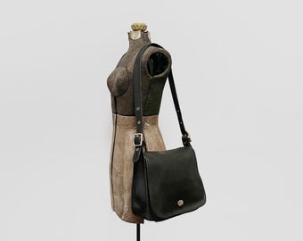 Vintage Coach Black Leather Stewardess 9525 Shoulder Bag Purse Handbag Tote Saddle Messenger 90's Y2K Hangtag Costa Rica