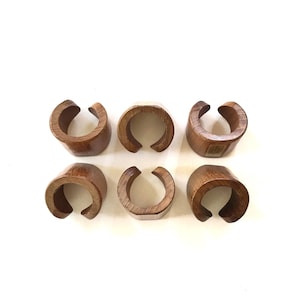 Set of Six (6) Vintage 70&#39;s 80&#39;s Teak Wood Danish Modern Napkin Rings