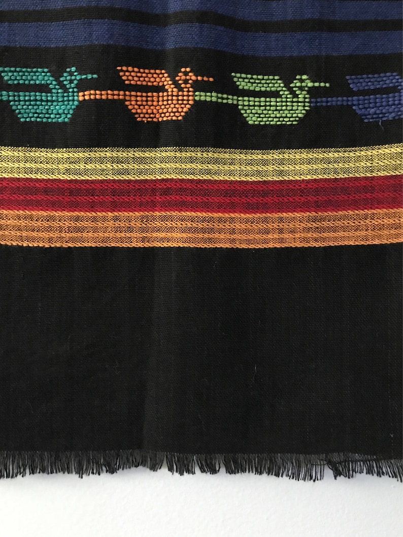 Vintage Mexican / Central American Black Cotton Embroidered Etsy