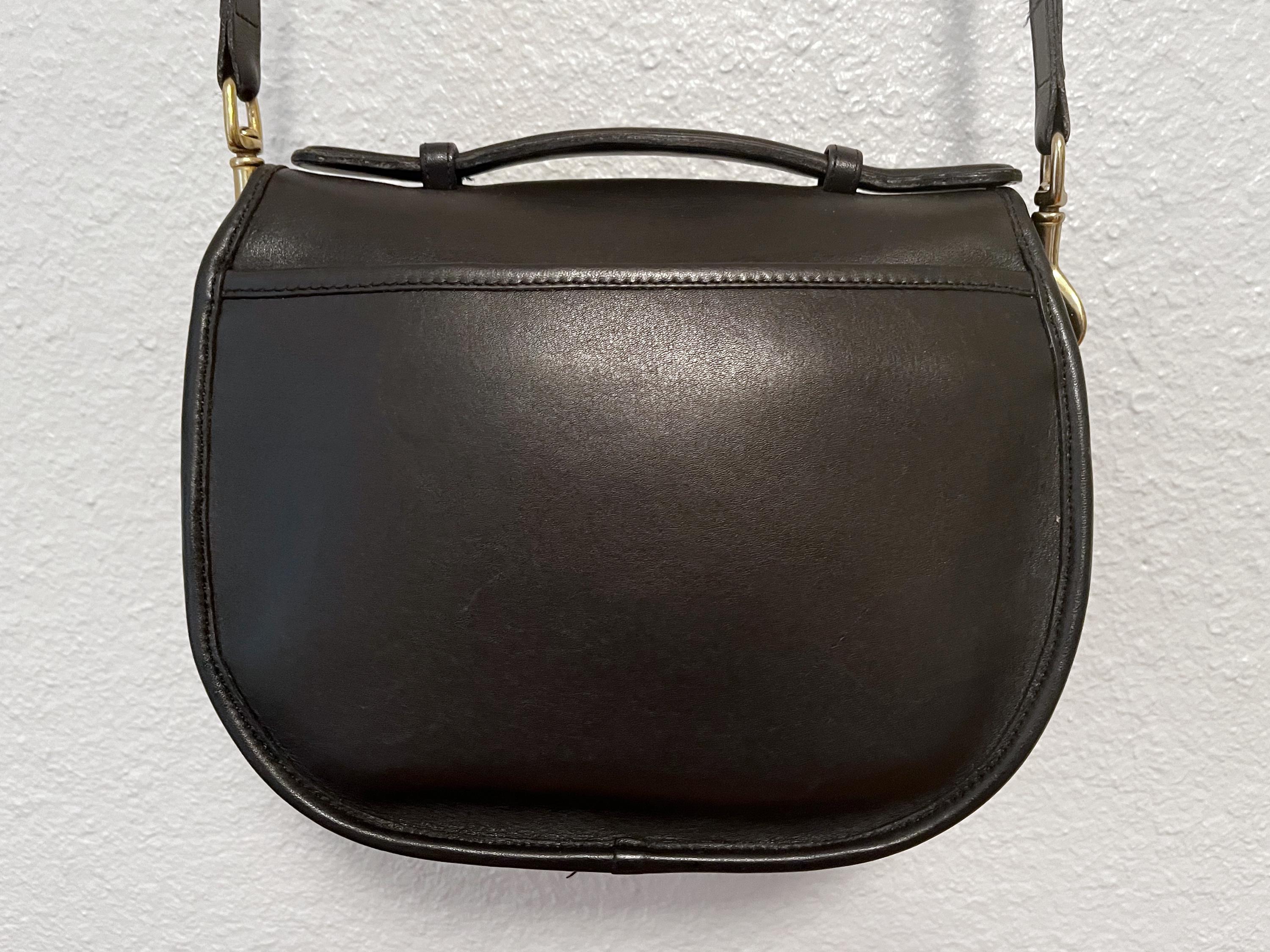 Vintage Coach Black Leather Cross Body Small Plaza Bag US