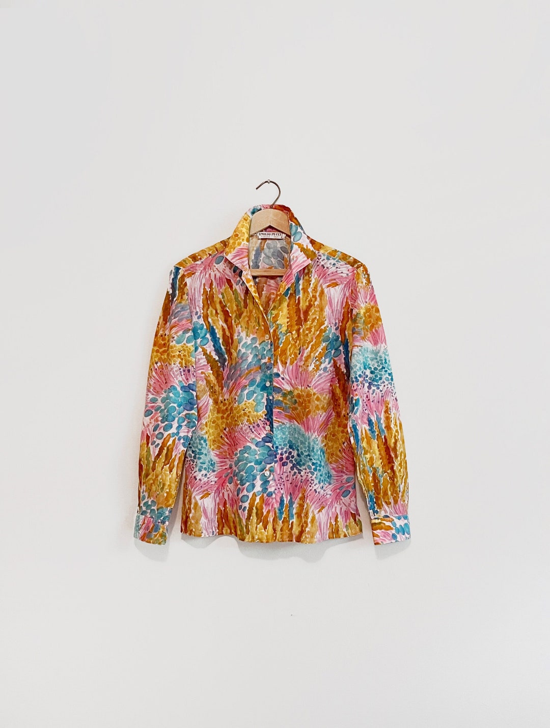 Emilio Pucci 幾何学模様 長袖シャツ　60s Vintage Emilio Pucci men's shirt M | eBay