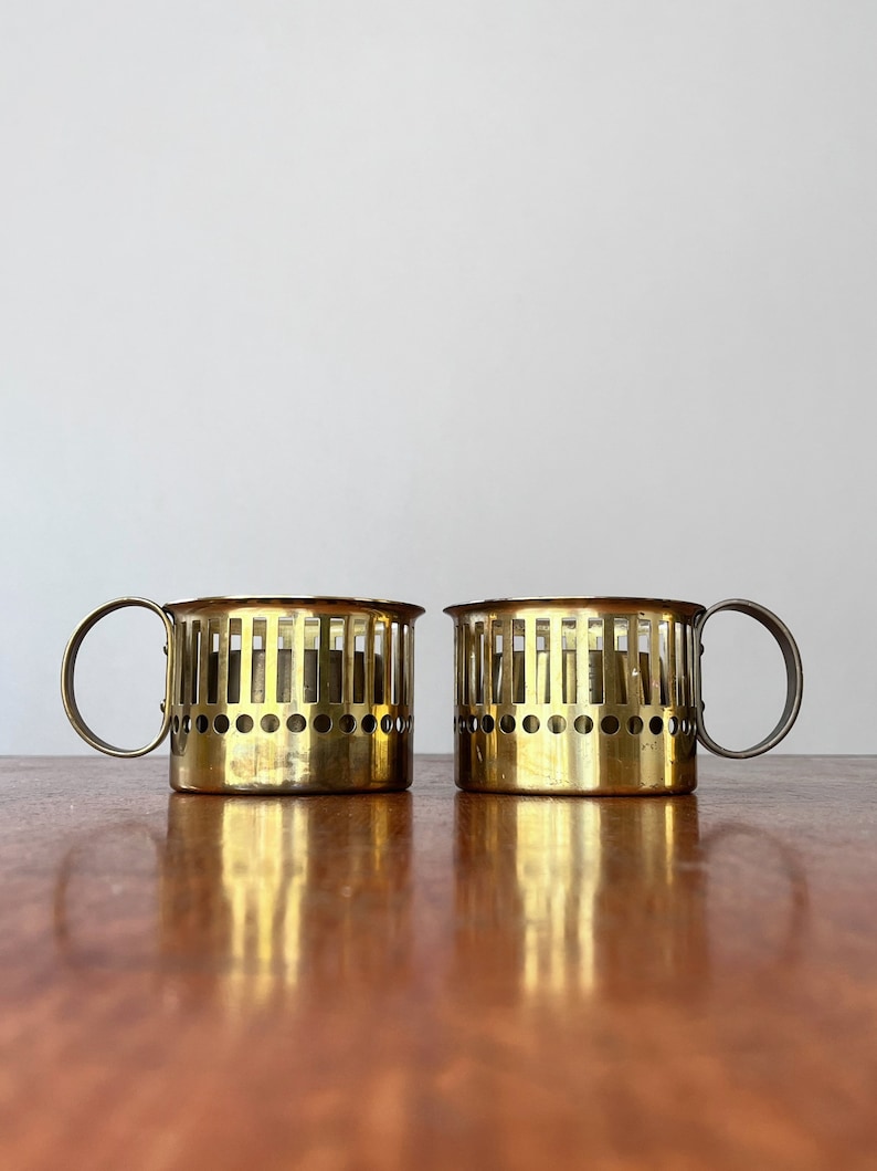 Pair of Vintage Dansk Brass Pillar Candle Holders IHQ Made in Japan image 2