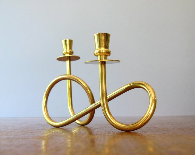 Mid Century Swedish Brass Candelabra / Double Candle Holder Etsy