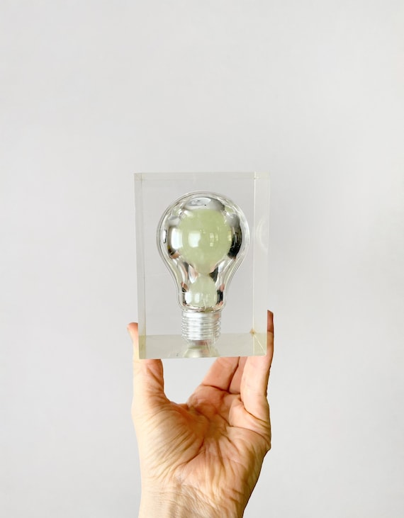 Vintage Pierre Giraudon Lucite Resin Acrylic Glow in the Dark Phosphorescent Ampoule Lightbulb Sculpture Paperweight Object Etsy UK