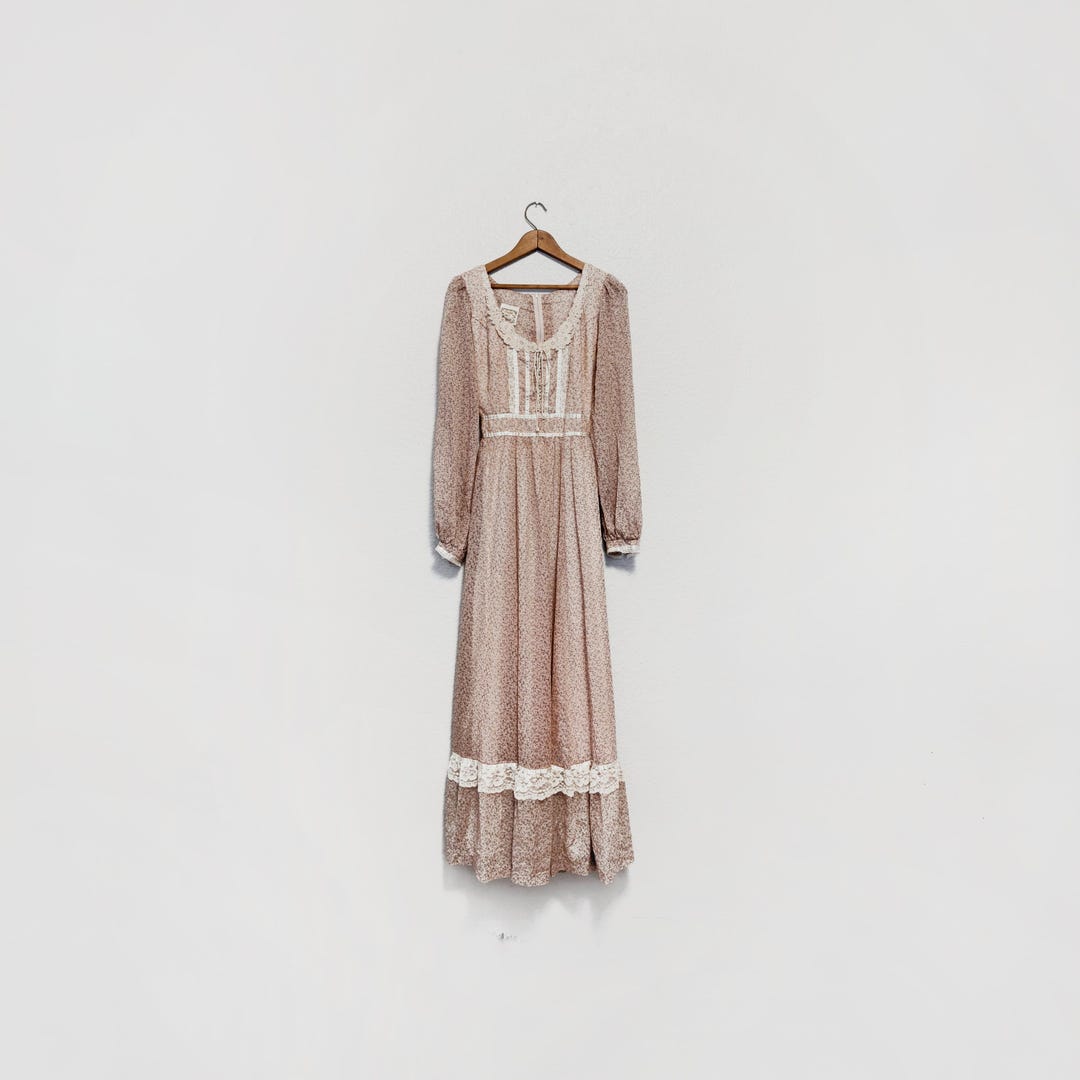 Vintage Gunne Sax Jessica Maxi Dress Prairie Corset Long Sleeves Size ...