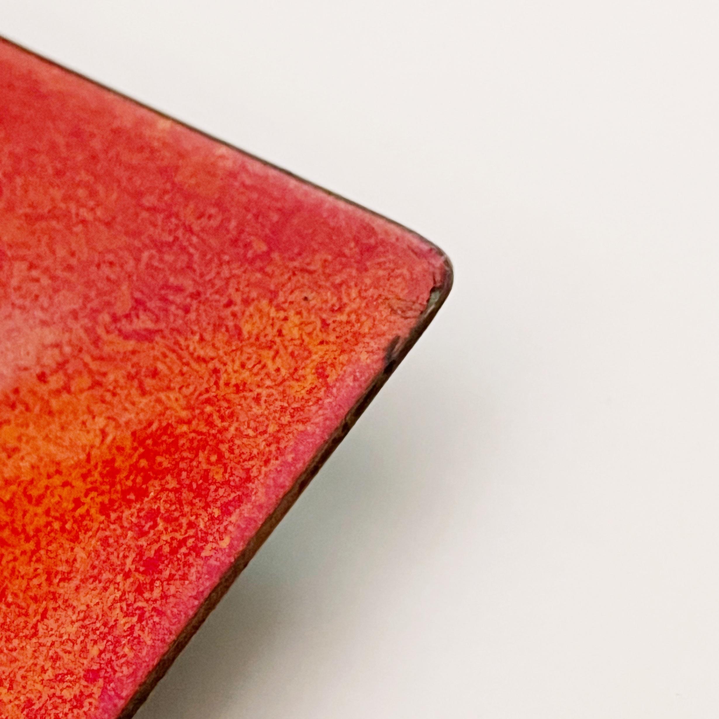 Vintage Annemarie Davidson Orange Enamel Dish, Mid-century Modern
