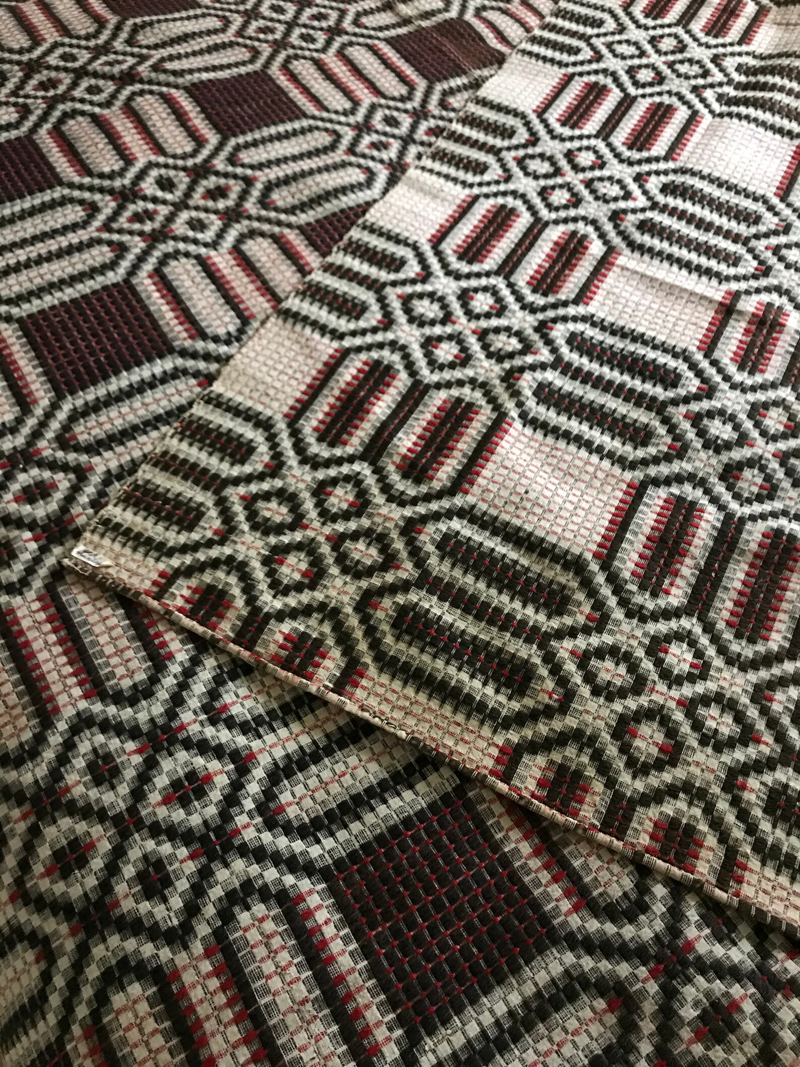 Vintage Antique Woven Wool Blanket Coverlet Overshot Weaving Etsy