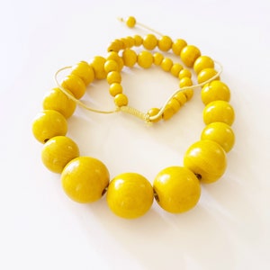 Vintage Large Yellow Chunky Chic Wooden Bead Necklace image 3