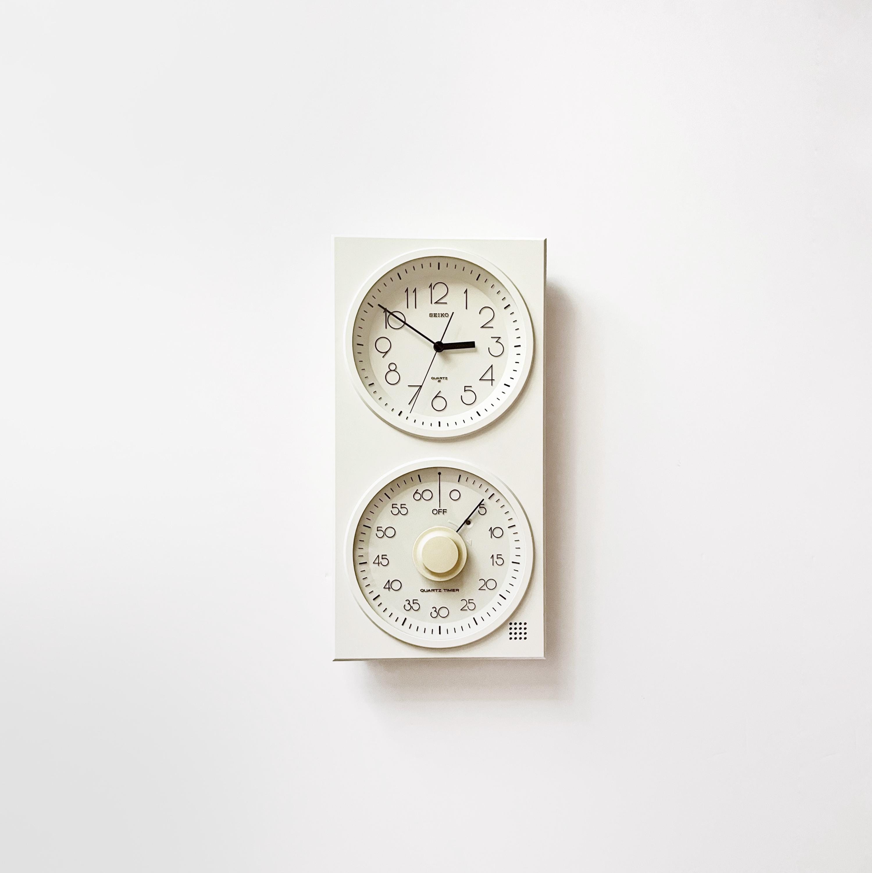 Vintage Seiko Mod White Plastic 70's / 80's Quartz Wall Clock With