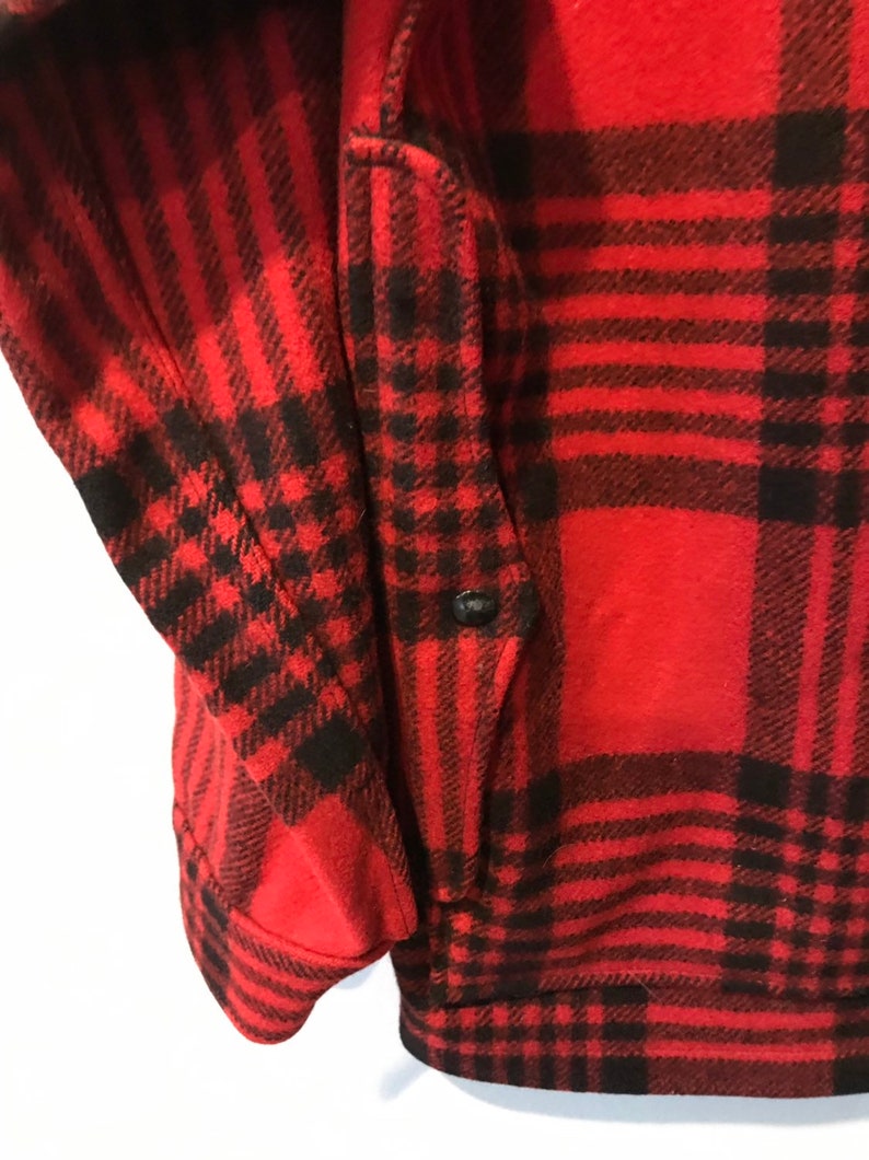 Vintage Pendleton Red / Black Wool Plaid Coat Jacket Mackinaw | Etsy