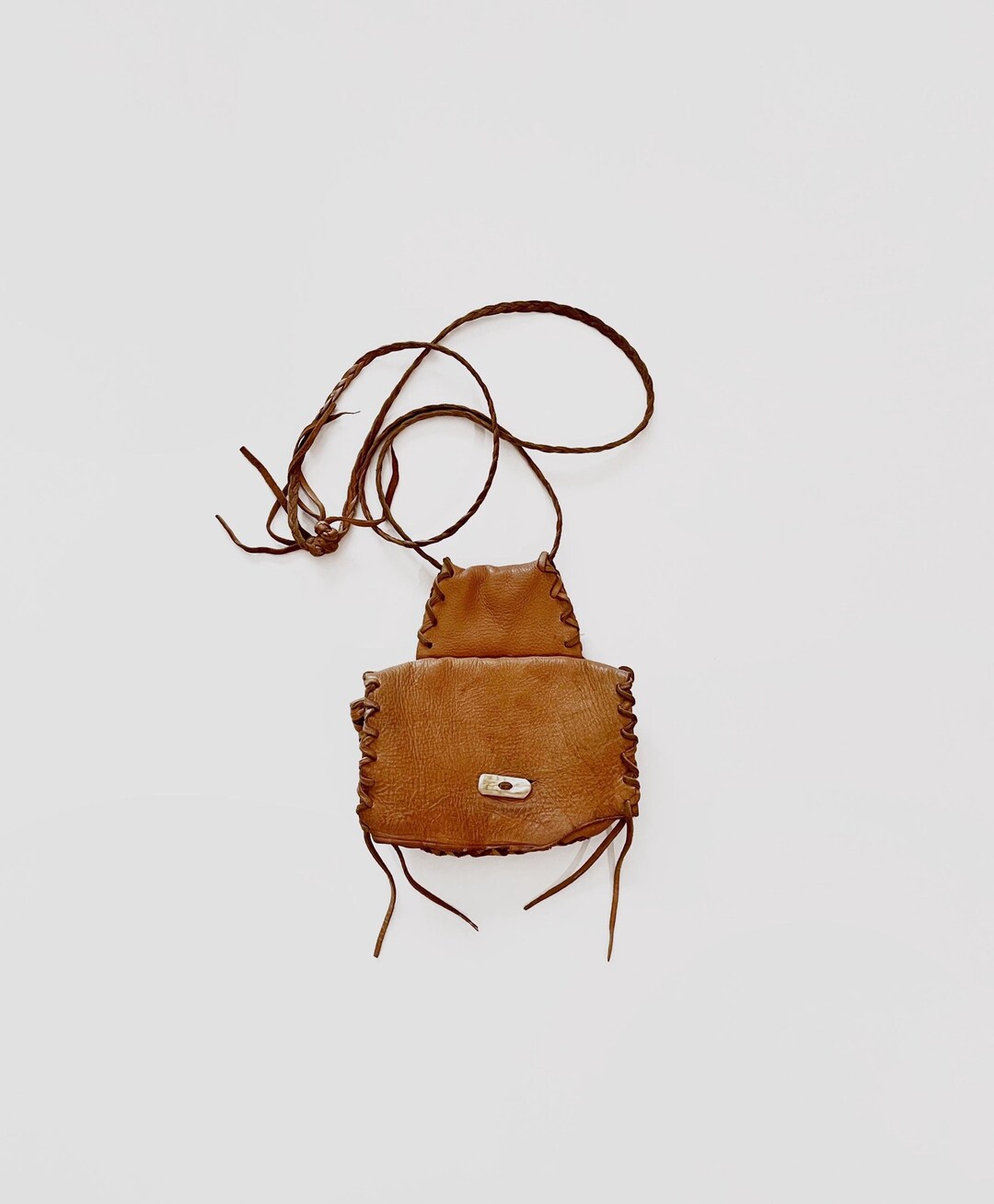 Primitive Pouch Handmade Vintage Buckskin Leather Crossbody Bag / Purse / Handbag ...