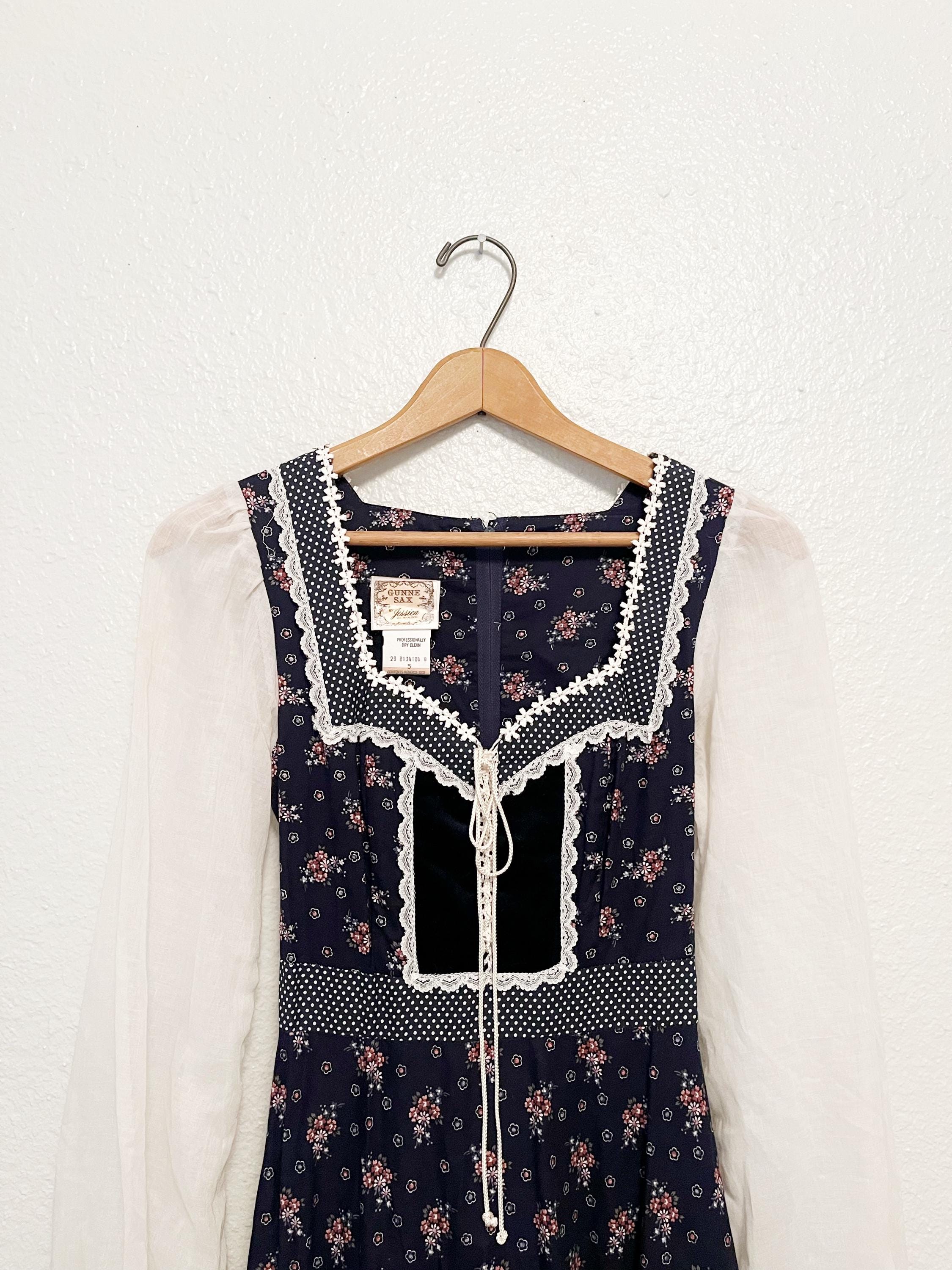 Vintage 70's Gunne Sax Jessica Prairie Corset Long Maxi Dress Women's ...