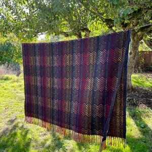 Couverture Vintage FARIBO - Laine Bleue, Motif Picnic Camp Feu, 50x60 Pouces - Neuf