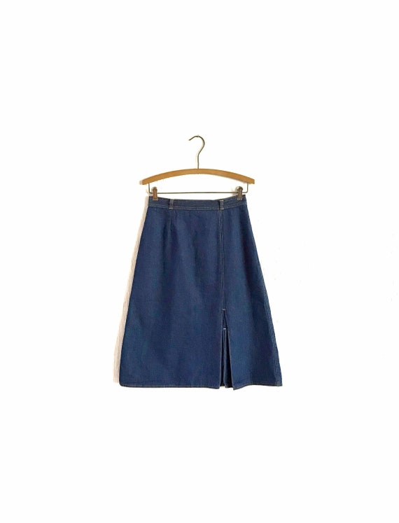 Vintage 80's A-Line Denim Skirt Lacoste Kick Pleat