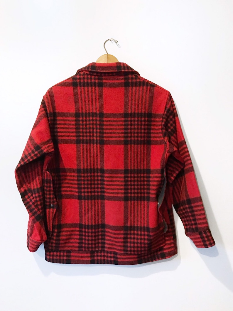 Vintage Pendleton Red / Black Wool Plaid Coat Jacket Mackinaw | Etsy