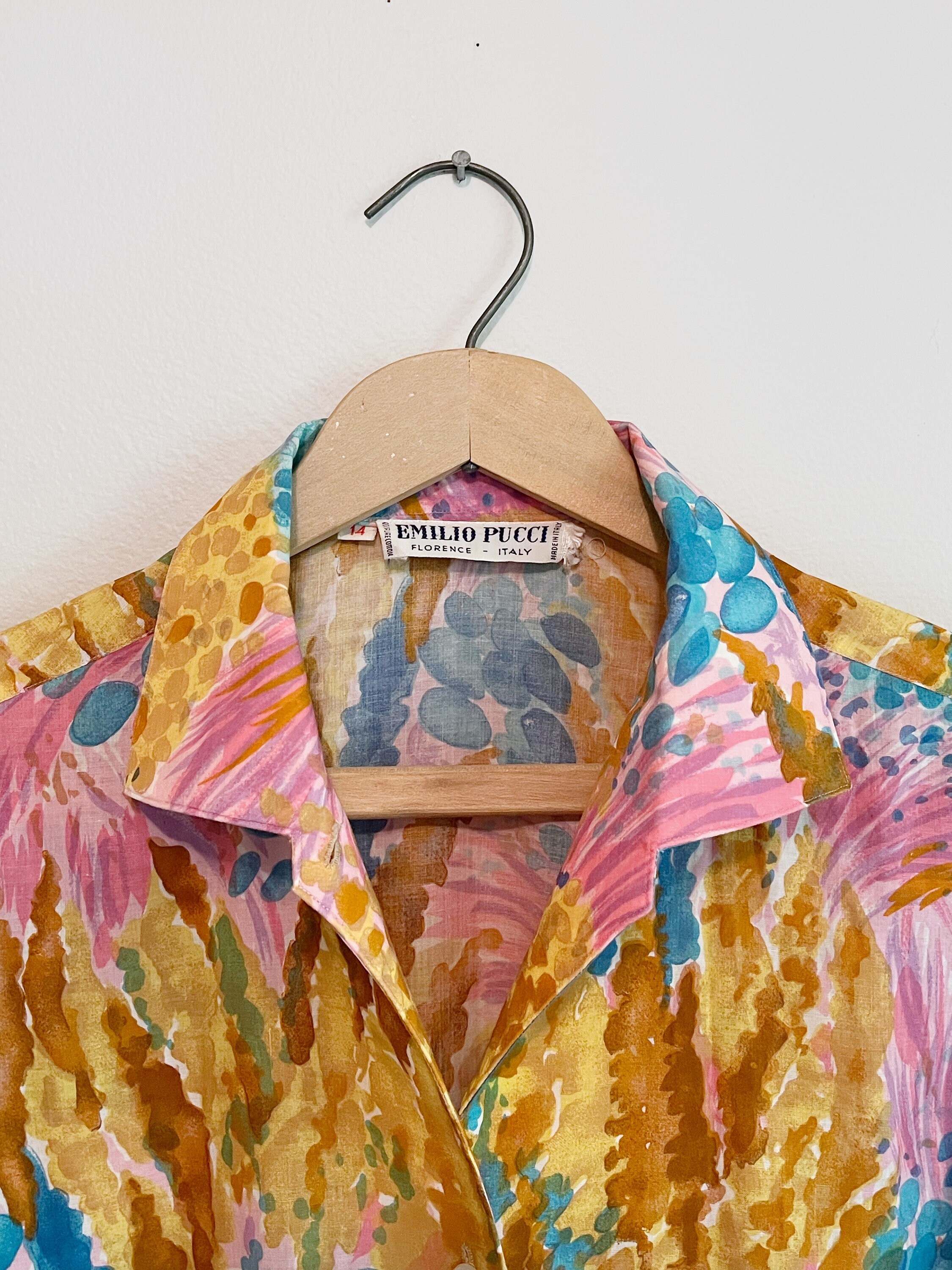 エミリオプッチ　ヴィンテージ　トップス Early Vintage Emilio Pucci Long Sleeve Cotton Button up