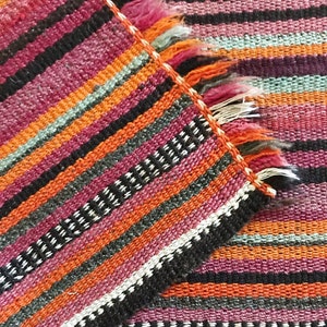 Vintage Handwoven Striped Wool Throw Rug / Runner image 8