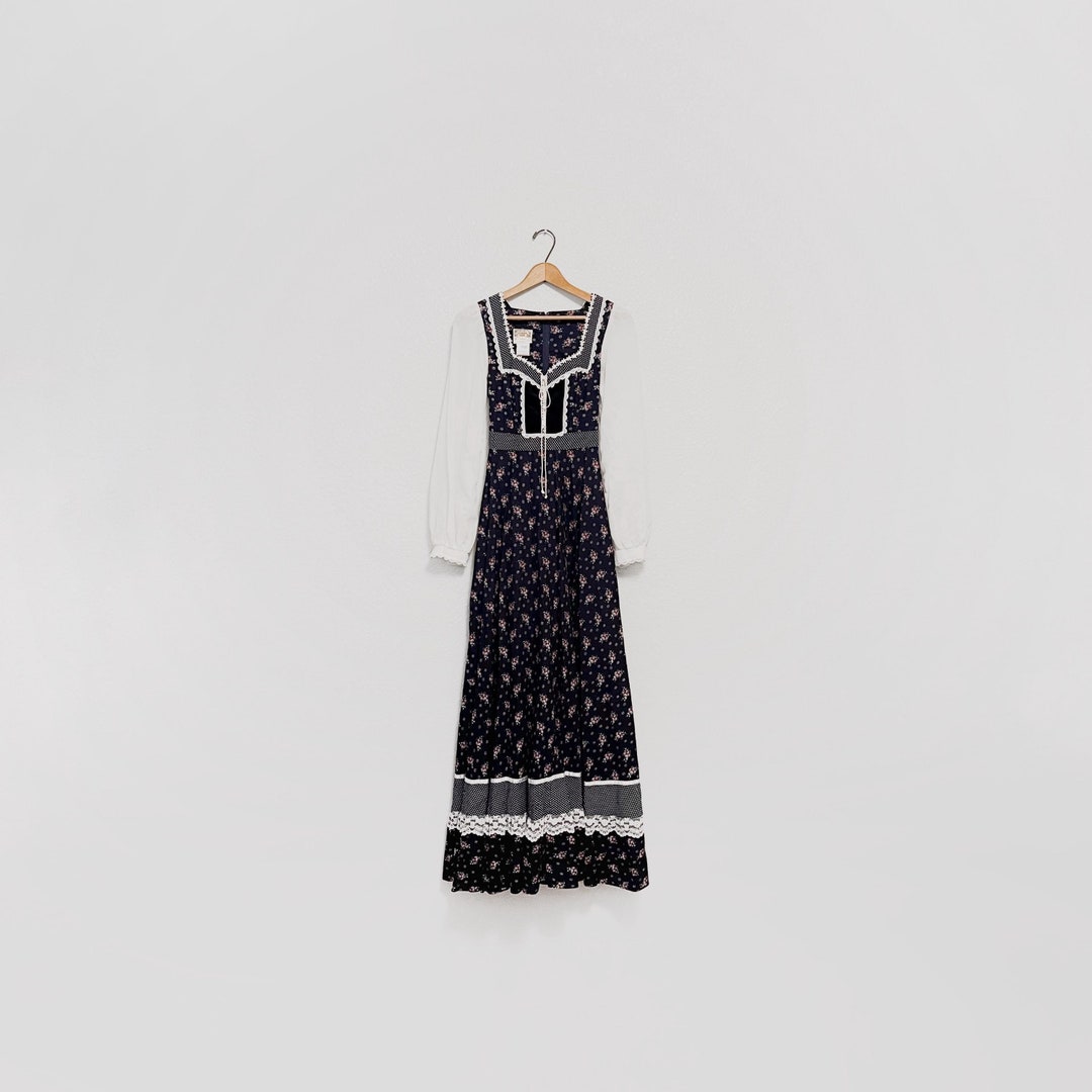 Vintage 70's Gunne Sax Jessica Prairie Corset Long Maxi Dress Women's ...