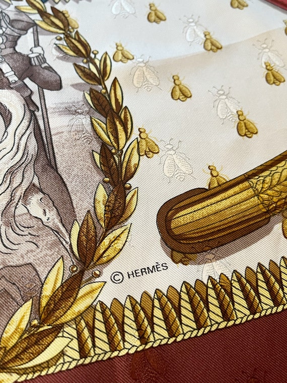 Vintage Hermes Bee Jacquard Silk Philippe Ledoux … - image 9