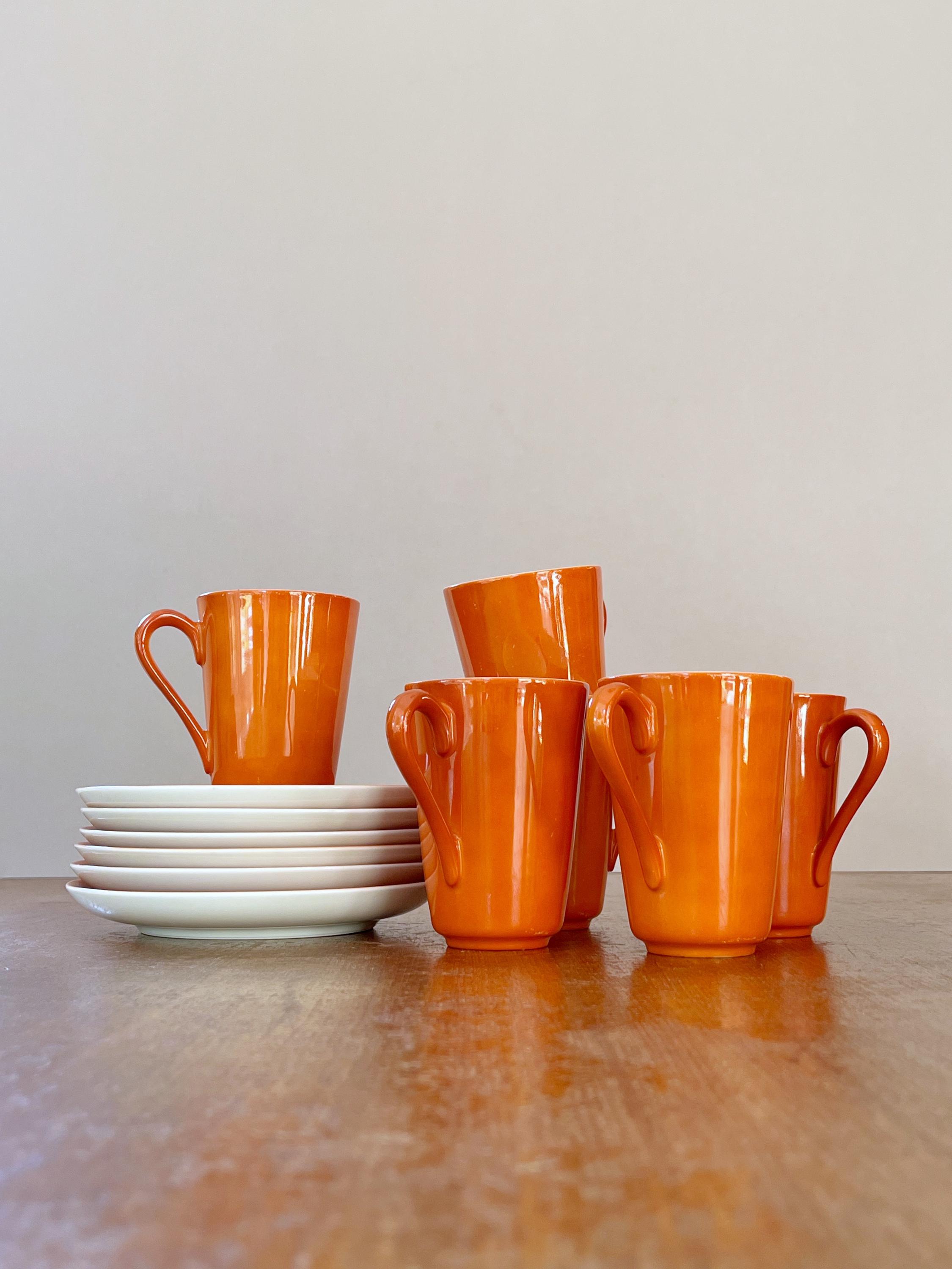 Vintage Mid Century Freeman Lederman Ceramic Cups and Saucers in