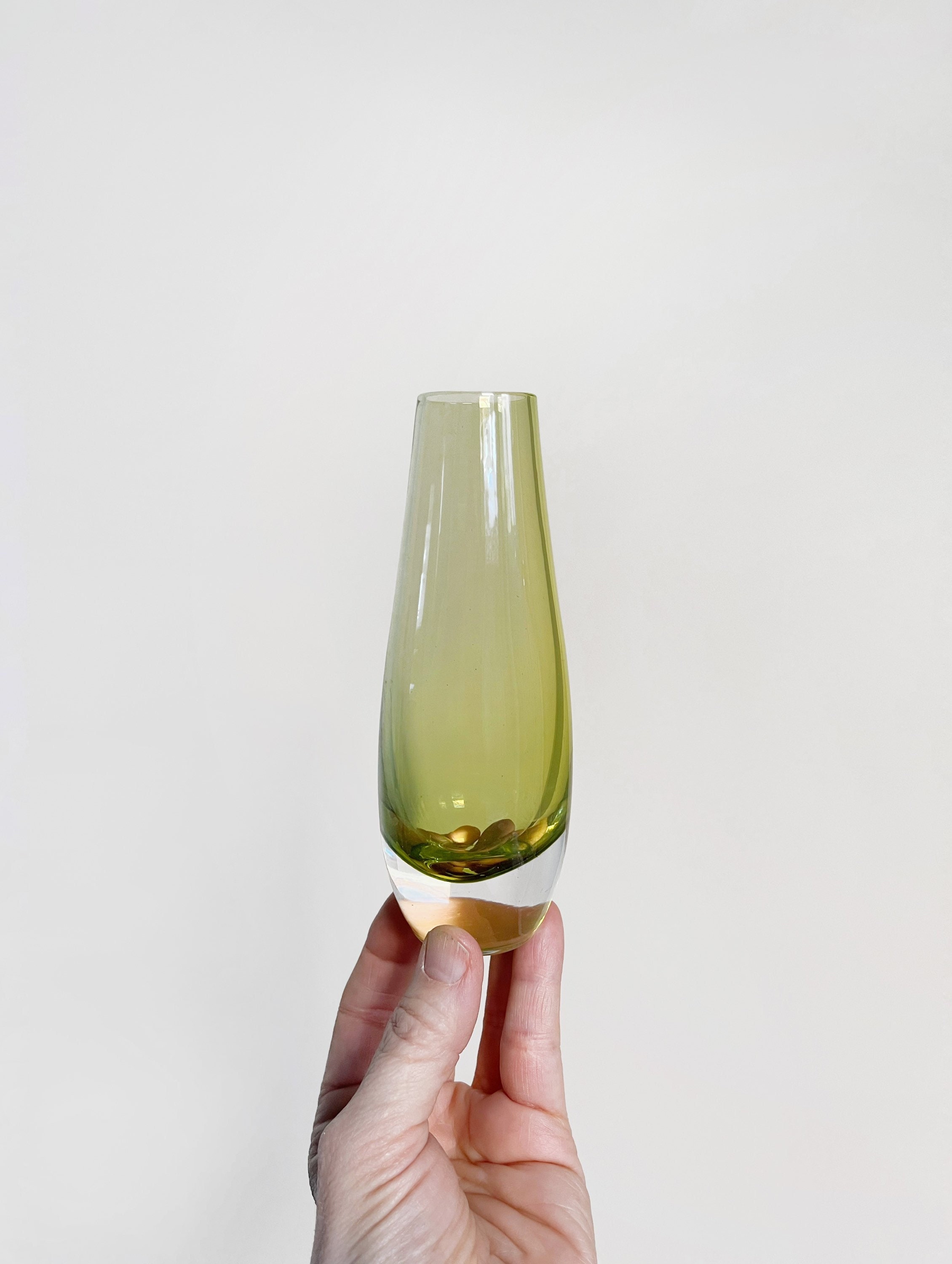 Small Vintage Mid Century Scandinavian Grass Green / Clear