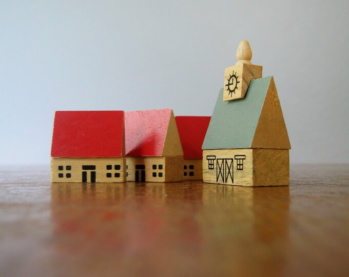Vintage German Wooden Toy House / Barn / Church / Village Set Etsy