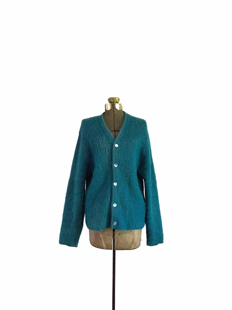 green button up sweater