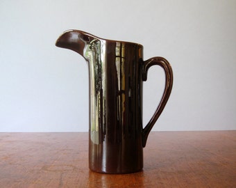 vintage Mid Century Rockingham Céramique / Poterie Pitcher LaGardo Tackett Design Glossy Brown