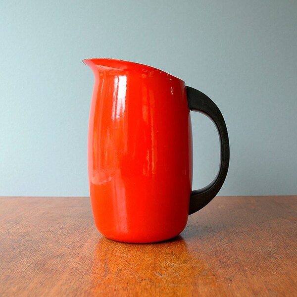 Mid Century Danish Modern Finel Enamel Pitcher - Red - RESERVED