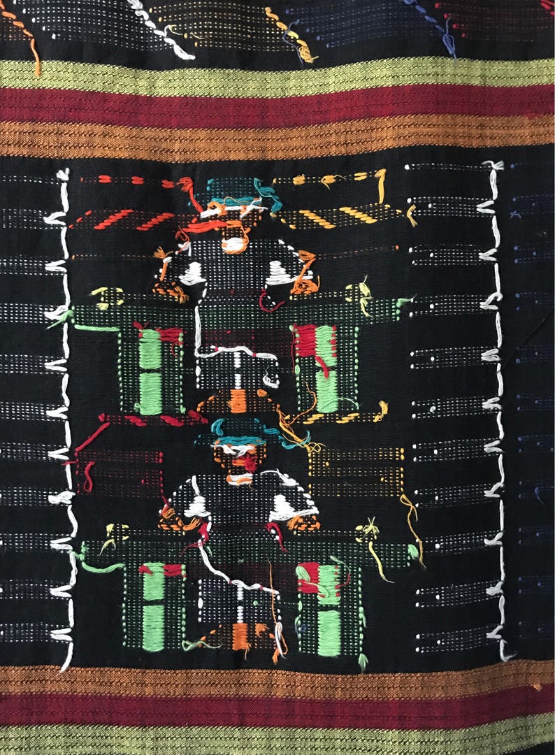 Vintage Mexican / Central American Black Cotton Embroidered Etsy