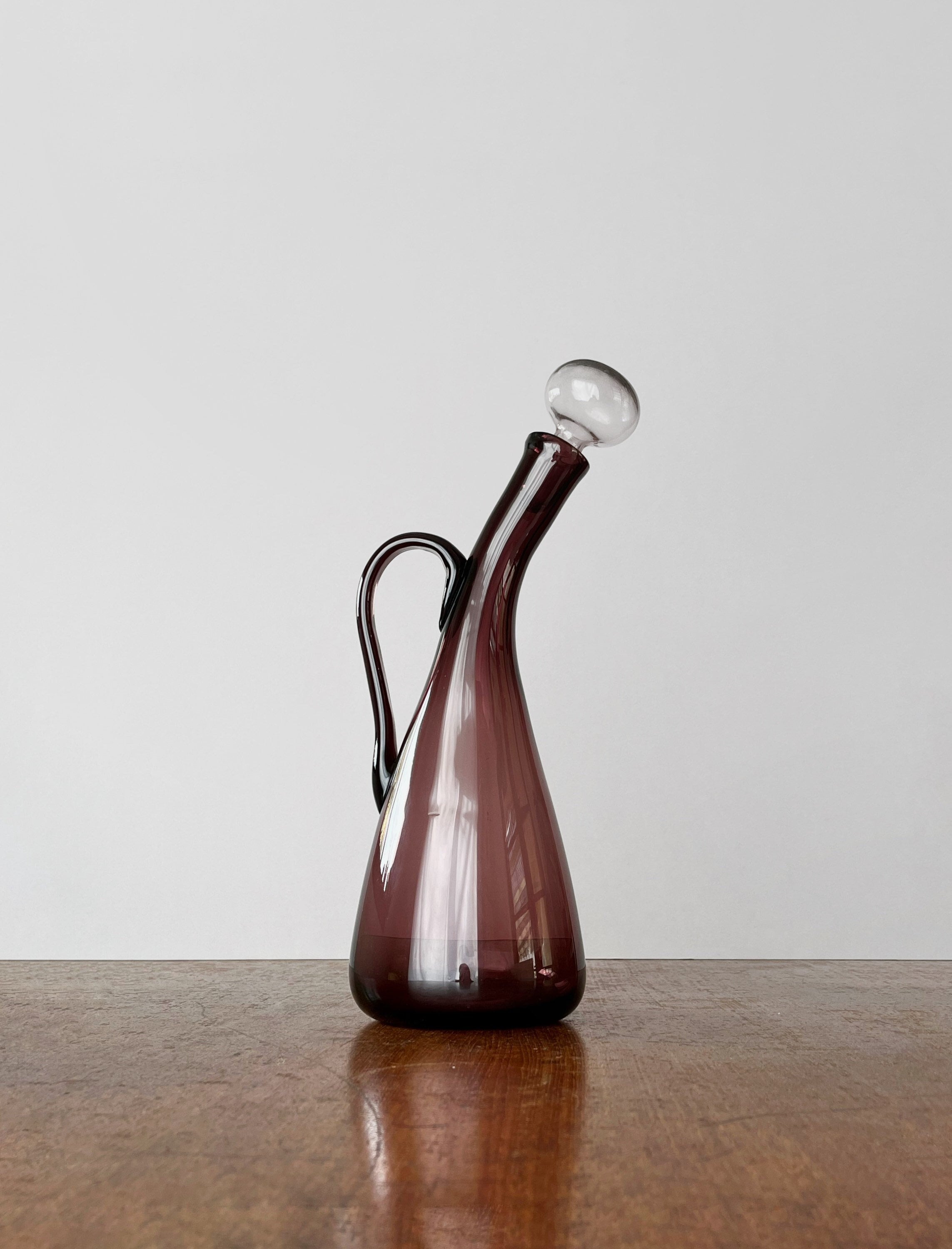 Vintage Mid Century Blenko Glass 948 Bent Neck Decanter