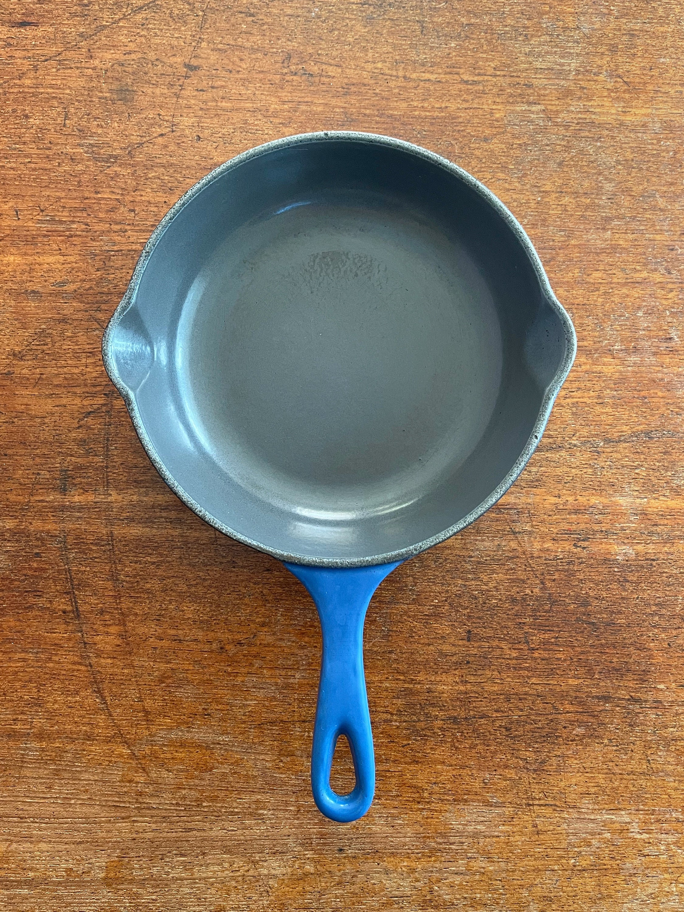 Vintage Le Creuset Cast Iron Skillet Frying Pan #20 Blue Made in France