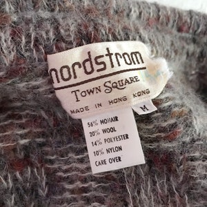 Vintage 70's 80's Women's Medium Mohair Wool Blend Open Cardigan Sweater Jacket Gray Checks Pockets Nordstrom Town Square image 5