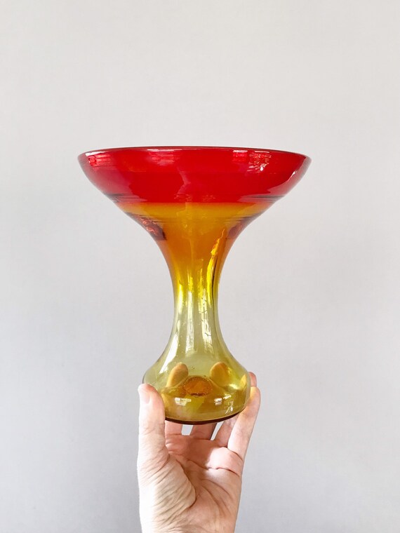 Vintage Mid Century Blenko Glass Compote or Persian 5919
