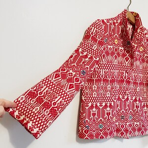 Top Smock Guatémaltèque Vintage - Coton Tissé Coloré, Taille M, Ethnique, Fait Main, Occasion Très Bon état