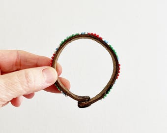 Vintage Native American Style Seed Beaded Leather Snap  display picture 1